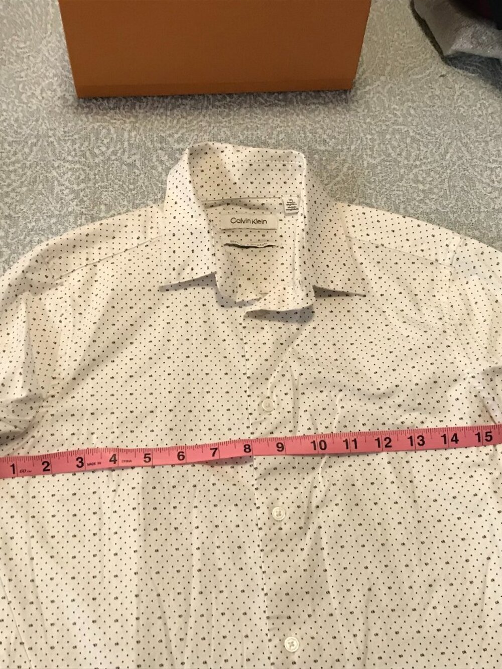 Calvin Klein Boys Slim Fit Stretch Monogram Logo Dress Shirt White Size 16